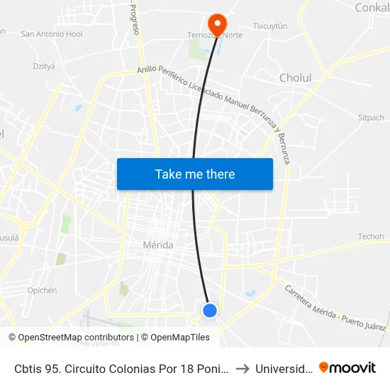 Cbtis 95. Circuito Colonias Por 18 Poniente Y 5 Sur, Colonia Salvador Alvarado Sur to Universidad Chapingo map
