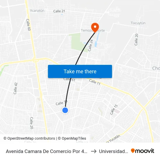 Avenida Camara De Comercio Por 44 Y 42, Villas La Hacienda to Universidad Chapingo map