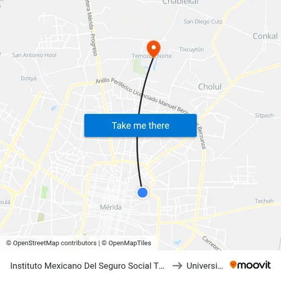 Instituto Mexicano Del Seguro Social T1, Calle 30 Por 41 Y 39b, Fraccionamiento El Fénix to Universidad Chapingo map
