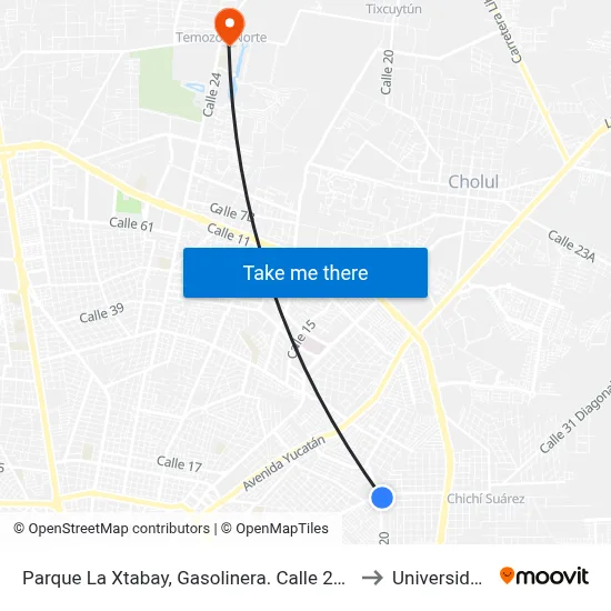 Parque La Xtabay, Gasolinera. Calle 20 Por 37 Y 35, Colonia Leandro Valle to Universidad Chapingo map