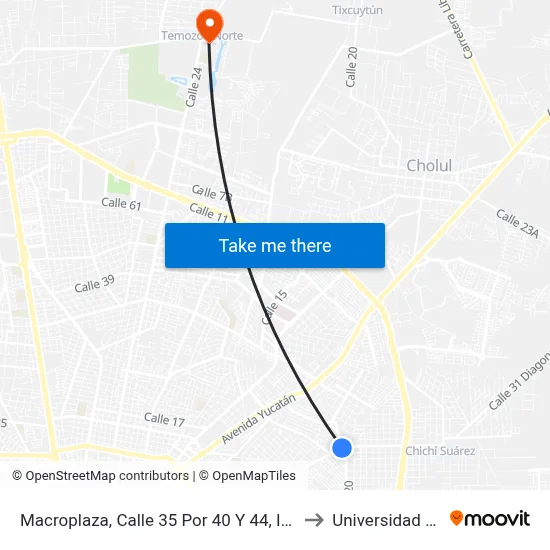 Macroplaza, Calle 35 Por 40 Y 44,  Itzimná Polígono 108 to Universidad Chapingo map