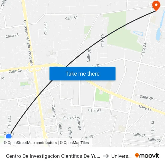 Centro De Investigacion Cientifica De Yucatan, Calle 26a Por 1b Y ,1 Fraccionamiento Bugambilias to Universidad Chapingo map