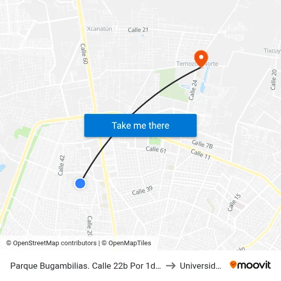 Parque Bugambilias. Calle 22b Por 1d Y 3, Fraccionamiento Bugambilias to Universidad Chapingo map