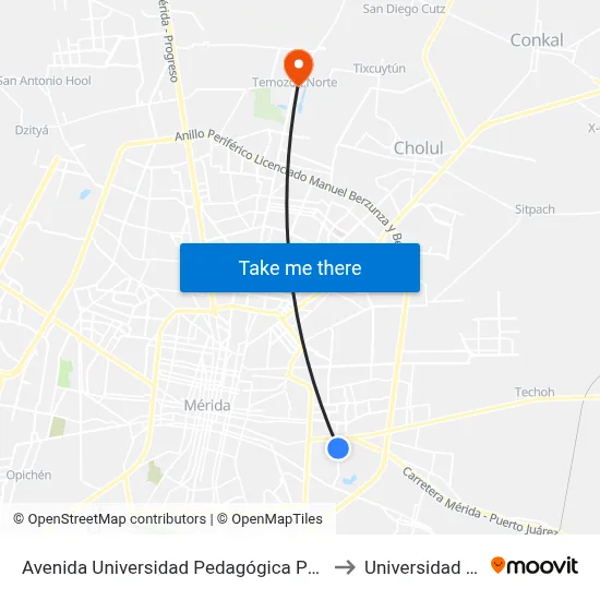 Avenida Universidad Pedagógica Por 15h Y 8e, Vergel 65 to Universidad Chapingo map