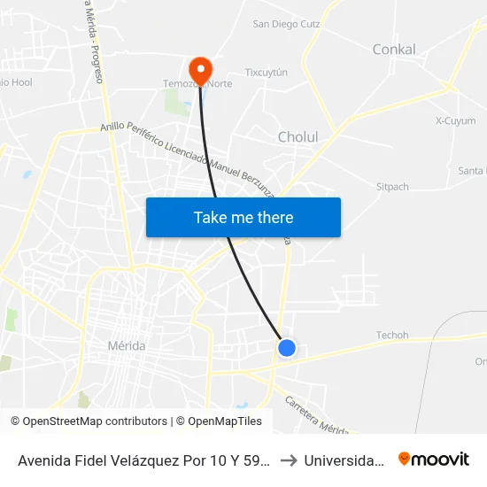 Avenida Fidel Velázquez Por 10 Y 59 Diagonal. Melchor Ocampo to Universidad Chapingo map