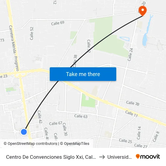 Centro De Convenciones Siglo Xxi, Calle 5b Por 60 Y 20 A, Colonia Xcumpich to Universidad Chapingo map