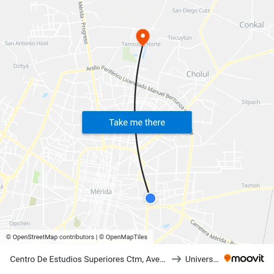 Centro De Estudios Superiores Ctm, Avenida Fidel Velázquez Por 16 Y Circuito Colonias, Esperanza to Universidad Chapingo map