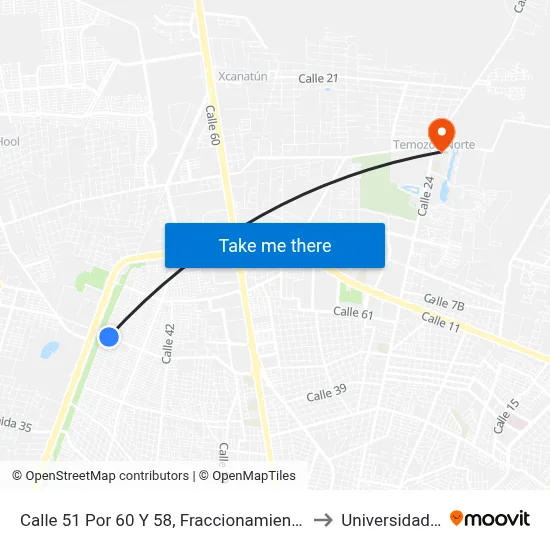 Calle 51 Por 60 Y 58, Fraccionamiento Francisco De Montejo II to Universidad Chapingo map