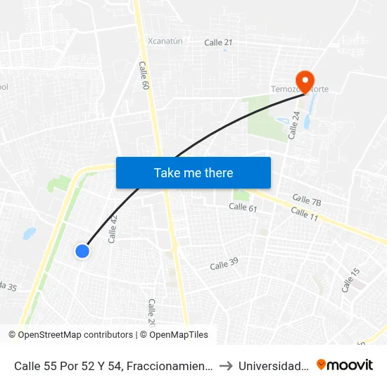 Calle 55 Por 52 Y 54, Fraccionamiento Francisco De Montejo to Universidad Chapingo map
