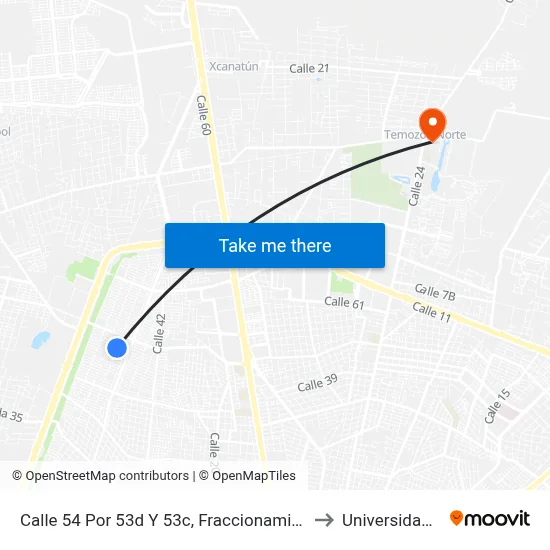 Calle 54 Por 53d Y 53c, Fraccionamiento Francisco De Montejo to Universidad Chapingo map