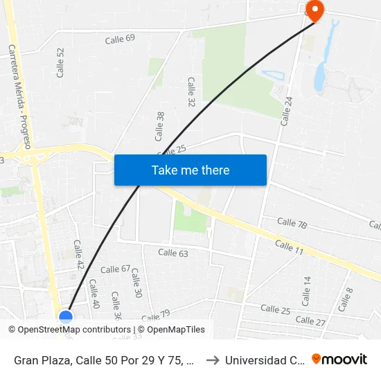 Gran Plaza, Calle 50 Por 29 Y 75, Gonzalo Guerrero to Universidad Chapingo map