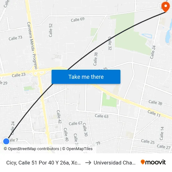 Cicy, Calle 51 Por 40 Y 26a, Xcumpich to Universidad Chapingo map