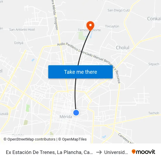 Ex Estación De Trenes, La Plancha, Calle 47 Por Avenida 1o. De Mayo, Centro to Universidad Chapingo map
