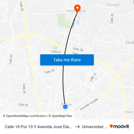 Calle 18 Por 19 Y Avenida José Díaz Bolio, México Oriente to Universidad Chapingo map