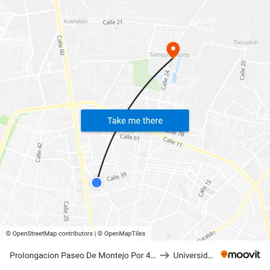 Prolongacion Paseo De Montejo Por 41 Y 39, Colonia Benito Juarez Norte to Universidad Chapingo map