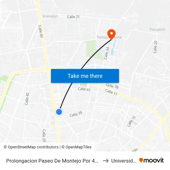 Prolongacion Paseo De Montejo Por 46a Y 33, Fraccionamiento Gonzalo Guerrero to Universidad Chapingo map