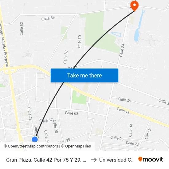 Gran Plaza, Calle 42 Por 75 Y 29, Montes De Amé to Universidad Chapingo map