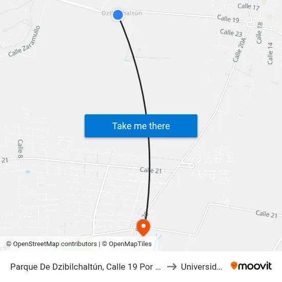 Parque De Dzibilchaltún, Calle 19 Por 24 Y 20, Comisaría De Dzibilchaltún to Universidad Chapingo map