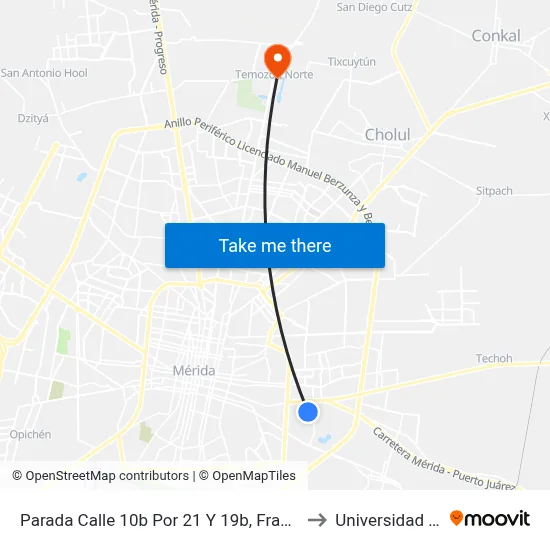 Parada Calle 10b Por 21 Y 19b, Fraccionamiento Vergel 1. to Universidad Chapingo map