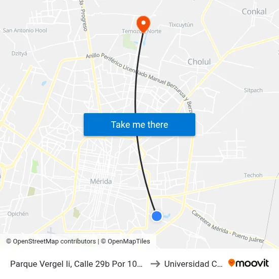 Parque Vergel Ii, Calle 29b Por 10b Y 10c, Vergel II to Universidad Chapingo map