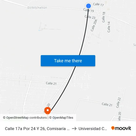 Calle 17a Por 24 Y 26, Comisaría De Chablekal to Universidad Chapingo map