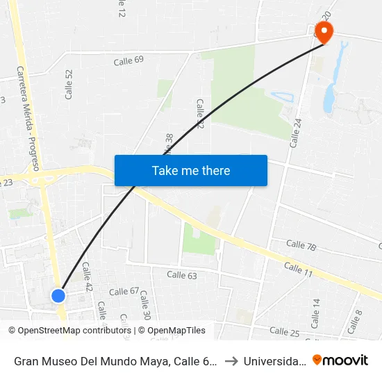 Gran Museo Del Mundo Maya, Calle 60 Por 3b Y 5b. Colonia Revolución to Universidad Chapingo map