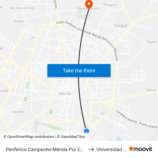 Periférico Campeche-Mérida Por Calle 82 Y 80, Cecilio Chí to Universidad Chapingo map