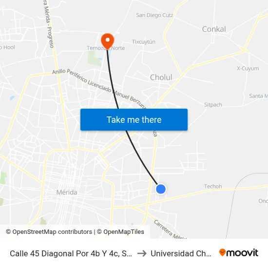 Calle 45 Diagonal Por 4b Y 4c, San Camilo to Universidad Chapingo map