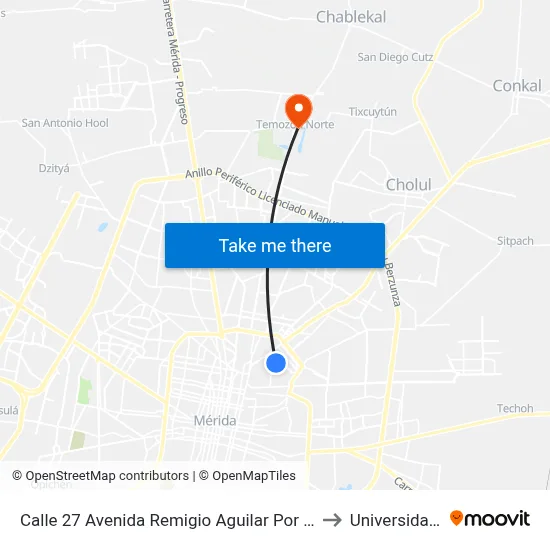 Calle 27 Avenida Remigio Aguilar Por 28 Y 30, Colonia Miguel Alemán. to Universidad Chapingo map