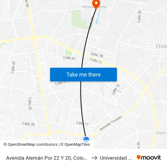 Avenida Alemán Por 22 Y 20, Colonia Miguel Alemán. to Universidad Chapingo map