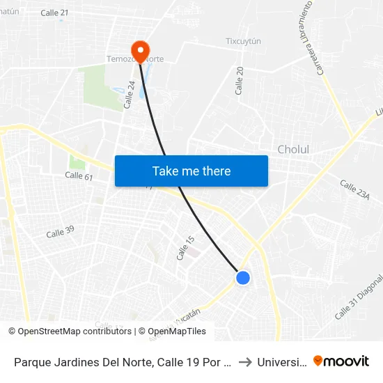 Parque Jardines Del Norte, Calle 19 Por 20j Y 19 Diagonal, Fraccionamiento Jardines Del Norte. to Universidad Chapingo map