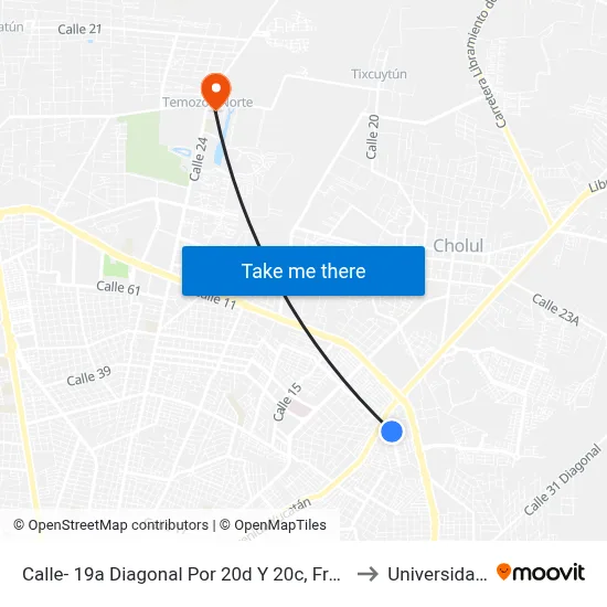 Calle- 19a Diagonal Por 20d Y 20c, Fraccionamiento Jardines Del Norte. to Universidad Chapingo map