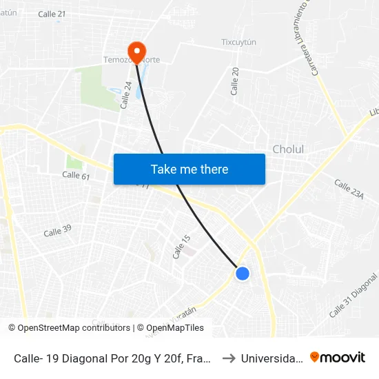 Calle- 19 Diagonal Por 20g Y 20f, Fraccionamiento Jardines Del Norte. to Universidad Chapingo map