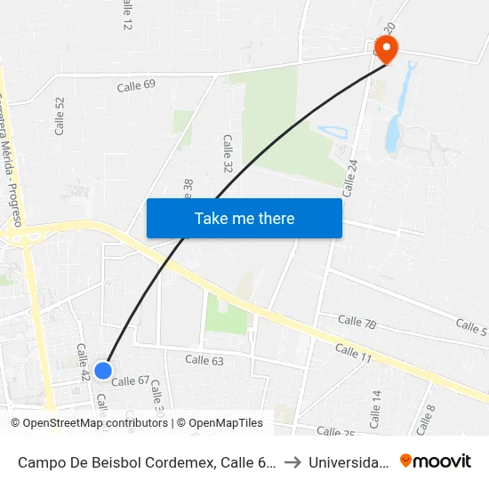Campo De Beisbol Cordemex, Calle 65 Por 38 Y 40, Montes De Amé to Universidad Chapingo map
