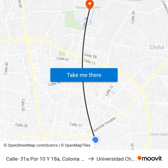Calle- 31a Por 10 Y 18a, Colonia San Esteban. to Universidad Chapingo map