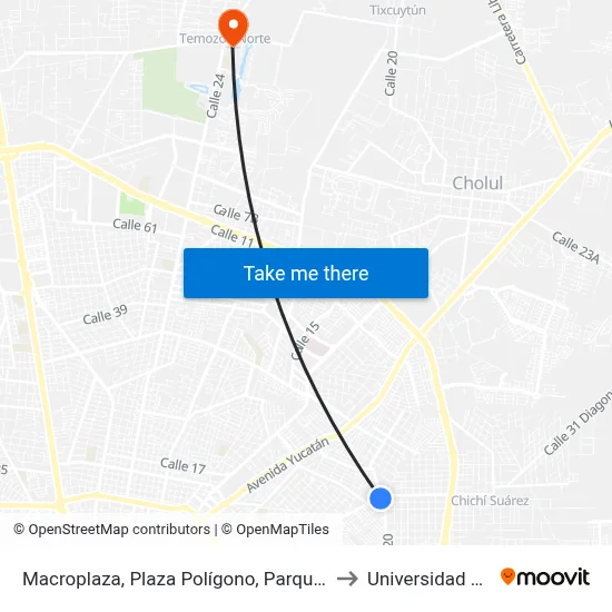 Macroplaza, Plaza Polígono, Parque Y Glorieta Xtabay to Universidad Chapingo map