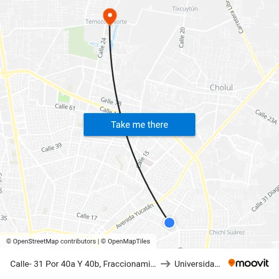 Calle- 31 Por 40a Y 40b, Fraccionamiento Residencial Los Pinos. to Universidad Chapingo map