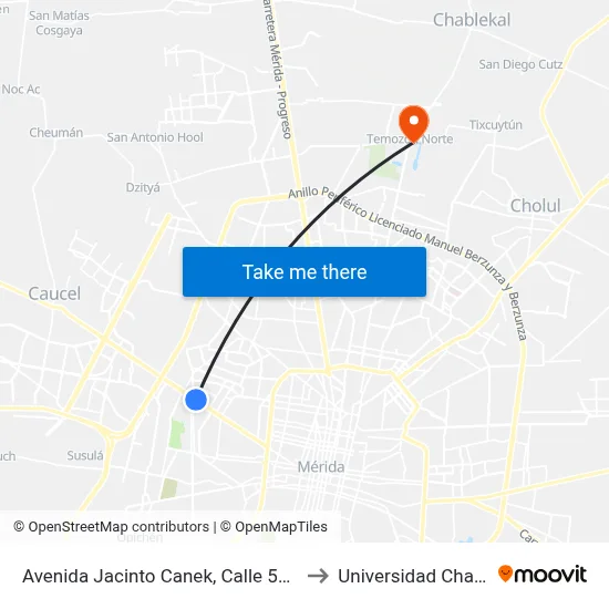 Avenida Jacinto Canek, Calle 59-A, 1178 to Universidad Chapingo map