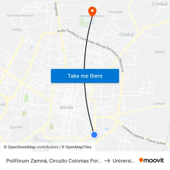 Polifórum Zamná, Circuito Colonias Por Calle 87 Y 99, Ampliación Salvador Avarado Sur to Universidad Chapingo map