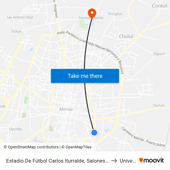 Estadio De Fútbol Carlos Iturralde, Salones España Y Versalles, Circuito Colonias Por Calle 79 Y 77, Ampliación Salvador Alvarado Sur to Universidad Chapingo map