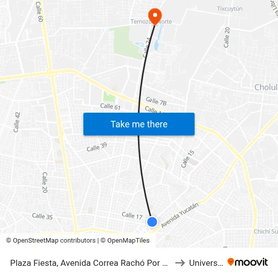 Plaza Fiesta, Avenida Correa Rachó Por Avenida José Díaz Bolio Y Calle 13, Colonia Gustavo Díaz Ordaz to Universidad Chapingo map