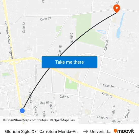Glorieta Siglo Xxi, Carretera Mérida-Progreso, Calle 60 Por 69, Montes De Amé to Universidad Chapingo map