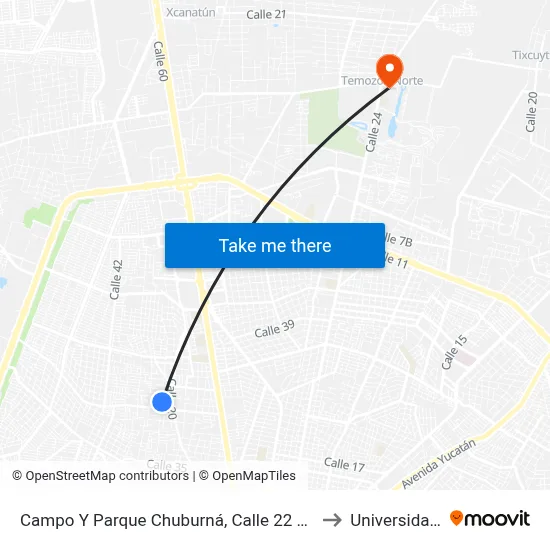 Campo Y Parque Chuburná, Calle 22 Por 21 Y 19, Chuburná De Hidalgo to Universidad Chapingo map