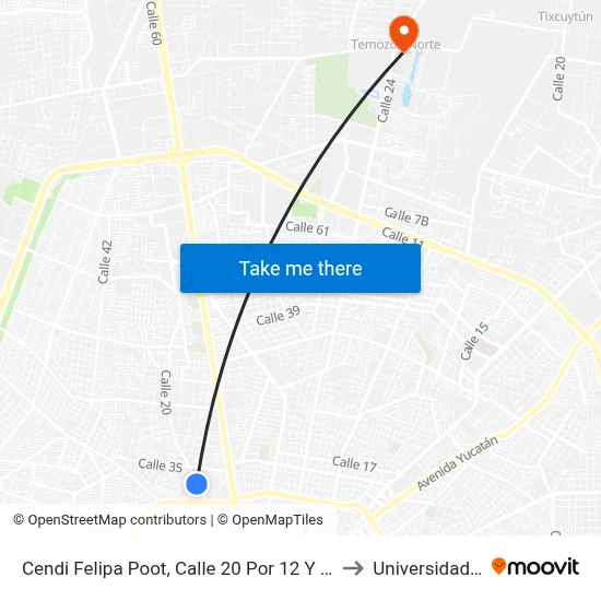 Cendi Felipa Poot, Calle 20 Por 12 Y 10, Pedregales De Tanlum to Universidad Chapingo map