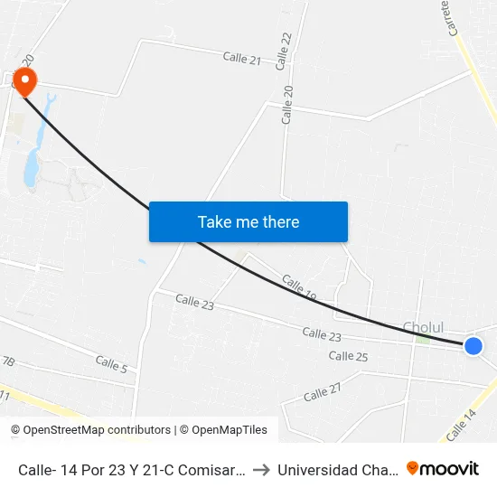 Calle- 14 Por 23 Y 21-C Comisaria, Cholul to Universidad Chapingo map