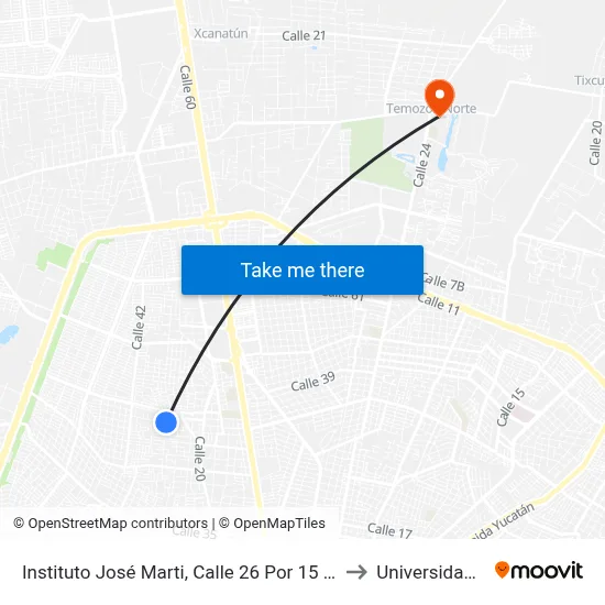 Instituto José Marti, Calle 26 Por 15 Y 13, Chuburná De Hidalgo to Universidad Chapingo map