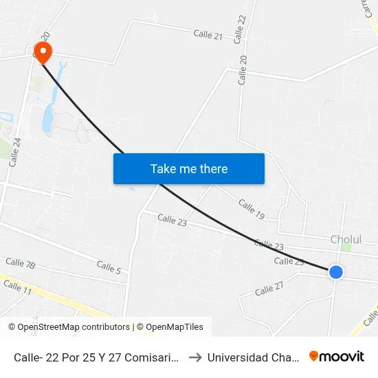Calle- 22 Por 25 Y 27 Comisaria Cholul to Universidad Chapingo map