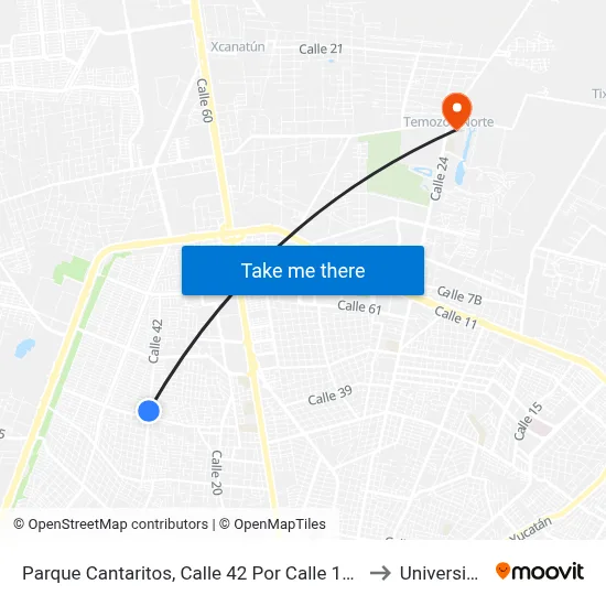 Parque Cantaritos, Calle 42 Por Calle 13 Y 40, Fraccionamiento Francisco De Montejo to Universidad Chapingo map