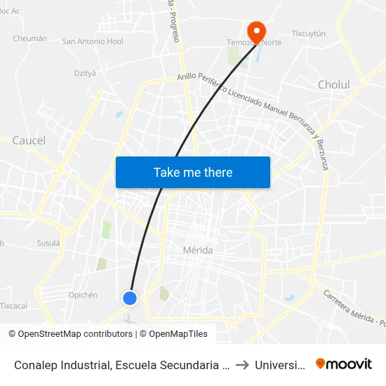 Conalep Industrial, Escuela Secundaria Federal Num. 6, Calle 79 Por 108, Col. Libertad to Universidad Chapingo map