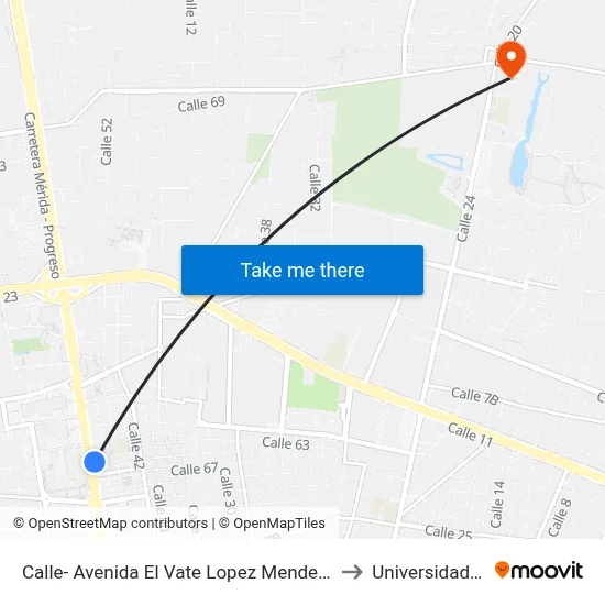 Calle- Avenida El Vate Lopez Mendez Por 55 Y 53 Cordemex to Universidad Chapingo map